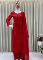 Red Angel Exclusive Premium Embroderied Work Kurta Dress(3 Picese) - Image 3