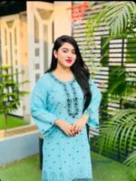 Pakistani Inspired Boutique Kurta Dress (2 Pieces) Sky Blue - Image 5