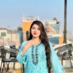 Pakistani Inspired Boutique Kurta Dress (2 Pieces) Sky Blue - Image 3