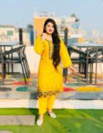 Pakistani Inspired Boutique Kurta Dress (2 Pieces) Yellow - Image 5