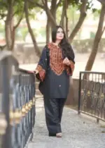 Orange Embroidery Kabli Set Two-Piece - Image 2