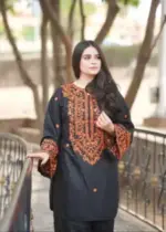 Orange Embroidery Kabli Set Two-Piece - Image 5