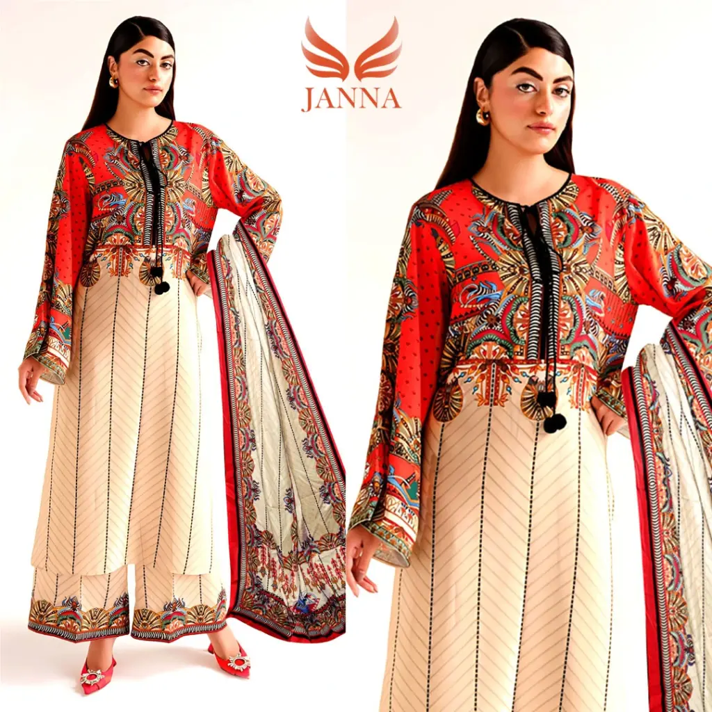 Elegant Orange Printed Pakistani Inspried – Women’s Ethnic Fashion